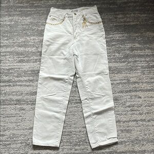 St. John Vintage White Jeans with Gold Accents